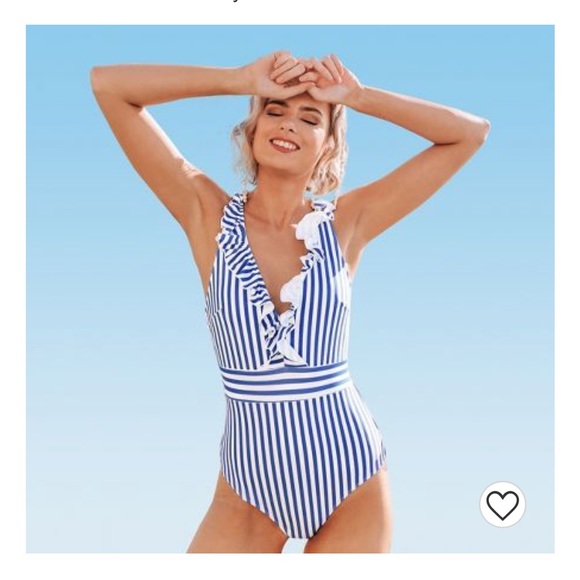 Cupshe ruffle stripe one piece swimsuit - Picture 1 of 4